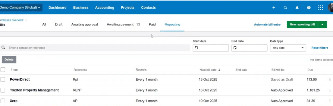 Xero Recurring Transactions Setup for Malaysian Businesses 11
