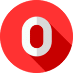 A white number zero centered on a red circular background with a long drop shadow extending to the lower right, symbolizing bookkeeping balance.