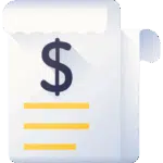 A stylized illustration of a receipt or invoice, inspired by Xero, featuring a large dollar sign and three yellow horizontal lines, suggesting financial or payment information.