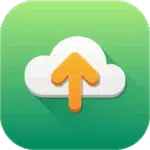 A yellow upward arrow overlaps a white cloud icon on a green gradient square background, symbolizing cloud uploading in Xero.