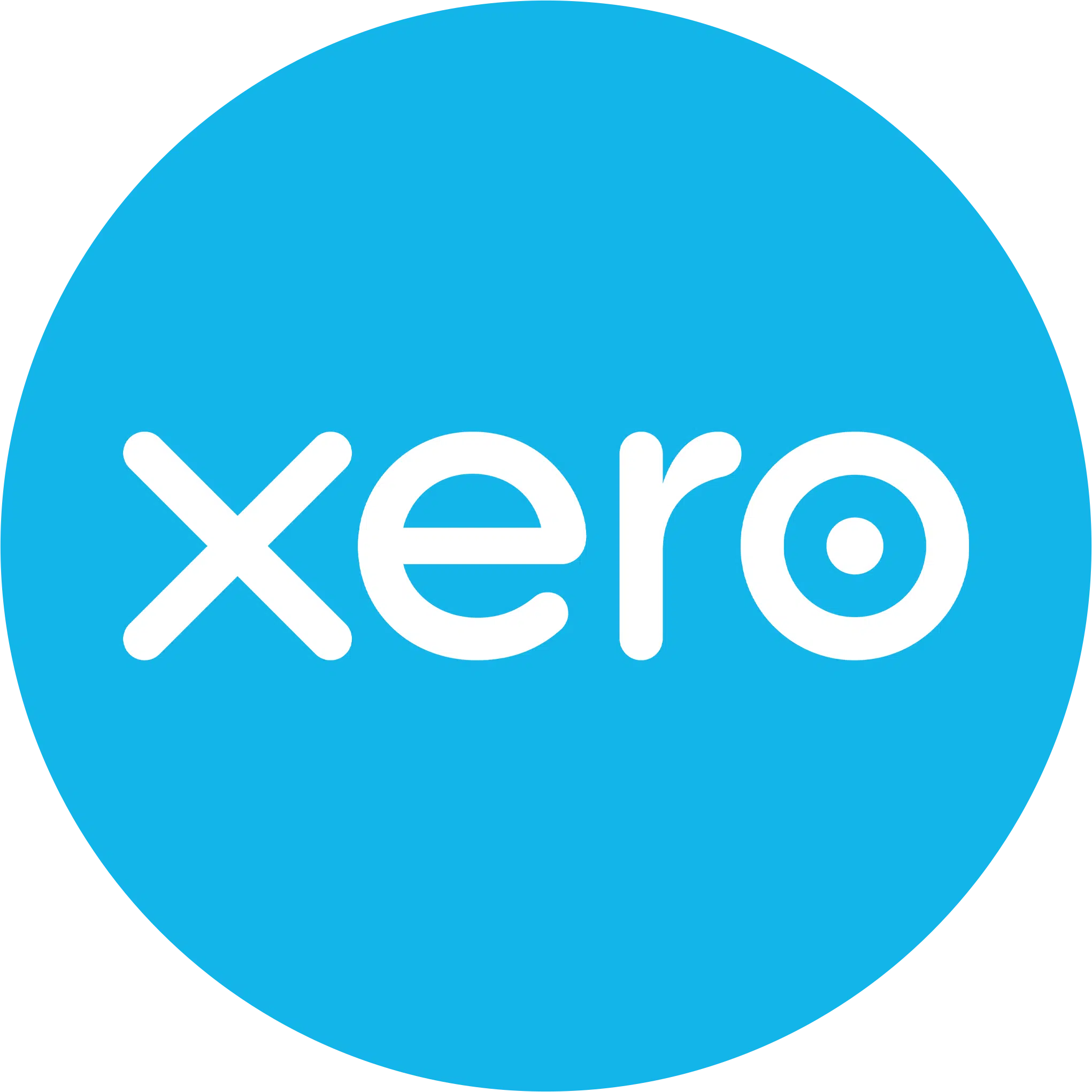 The Xero logo features the word "xero" in lowercase white letters, centered on a solid blue circular background, representing the Xero brand.