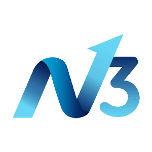 A stylized blue "N3" logo with the "N" forming an upward arrow, representing innovative cloud accounting software, on a light background.