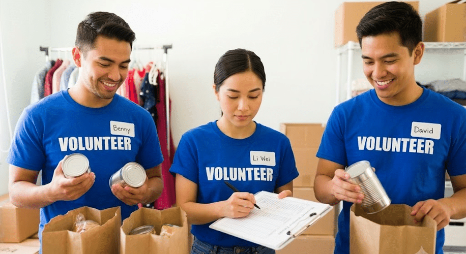 Xero for Non-Profit Organisations and NGOs in Malaysia 2 NGO volunteers managing donated goods inventory, representing transparent donation tracking and accounting for non-profit organizations .