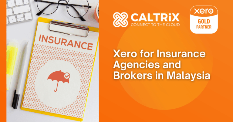 Caltrix Xero Gold Partner promotional graphic for insurance agencies and brokers in Malaysia.